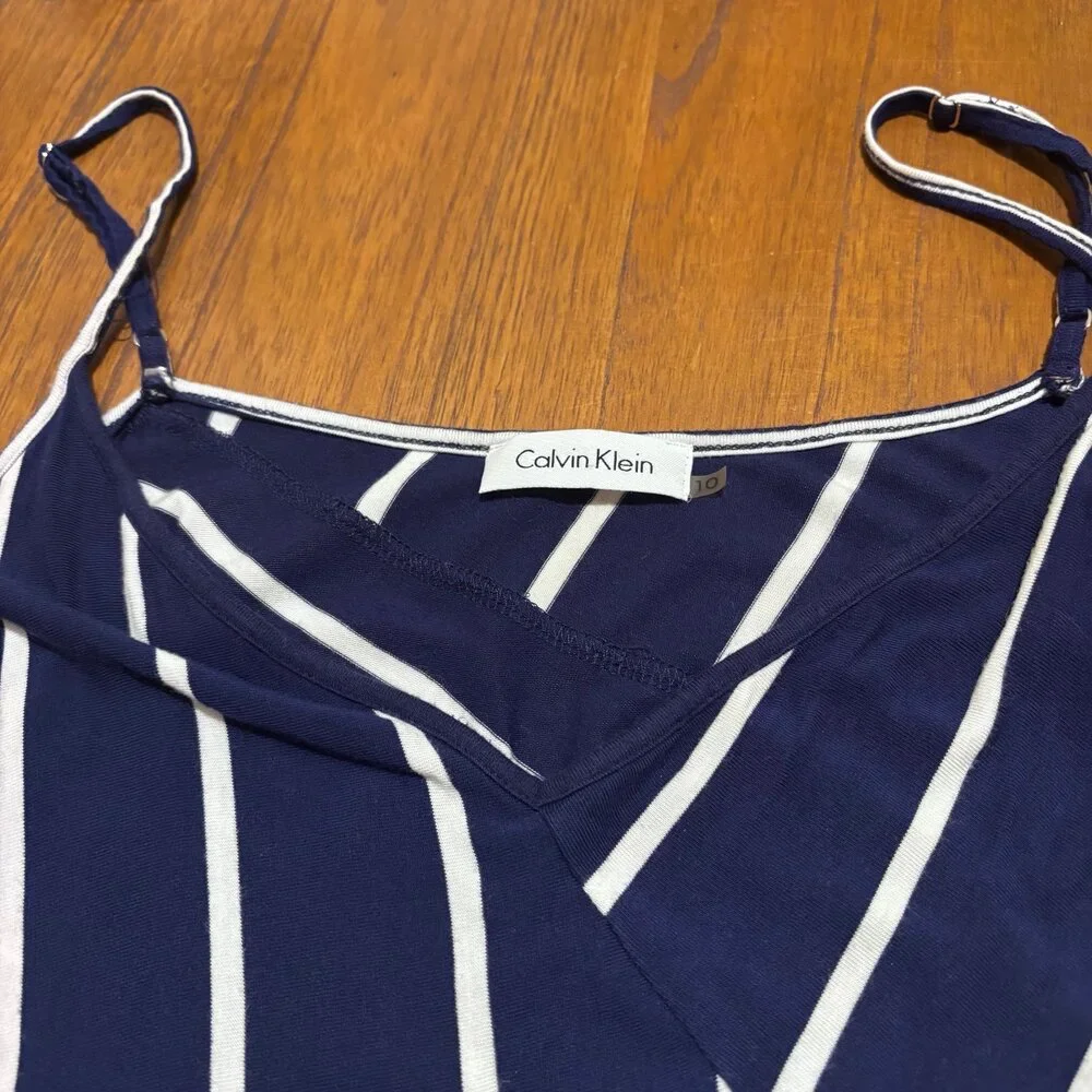 Calvin Klein Navy and White Stripe Maxi size 10 - Picture 3 of 4